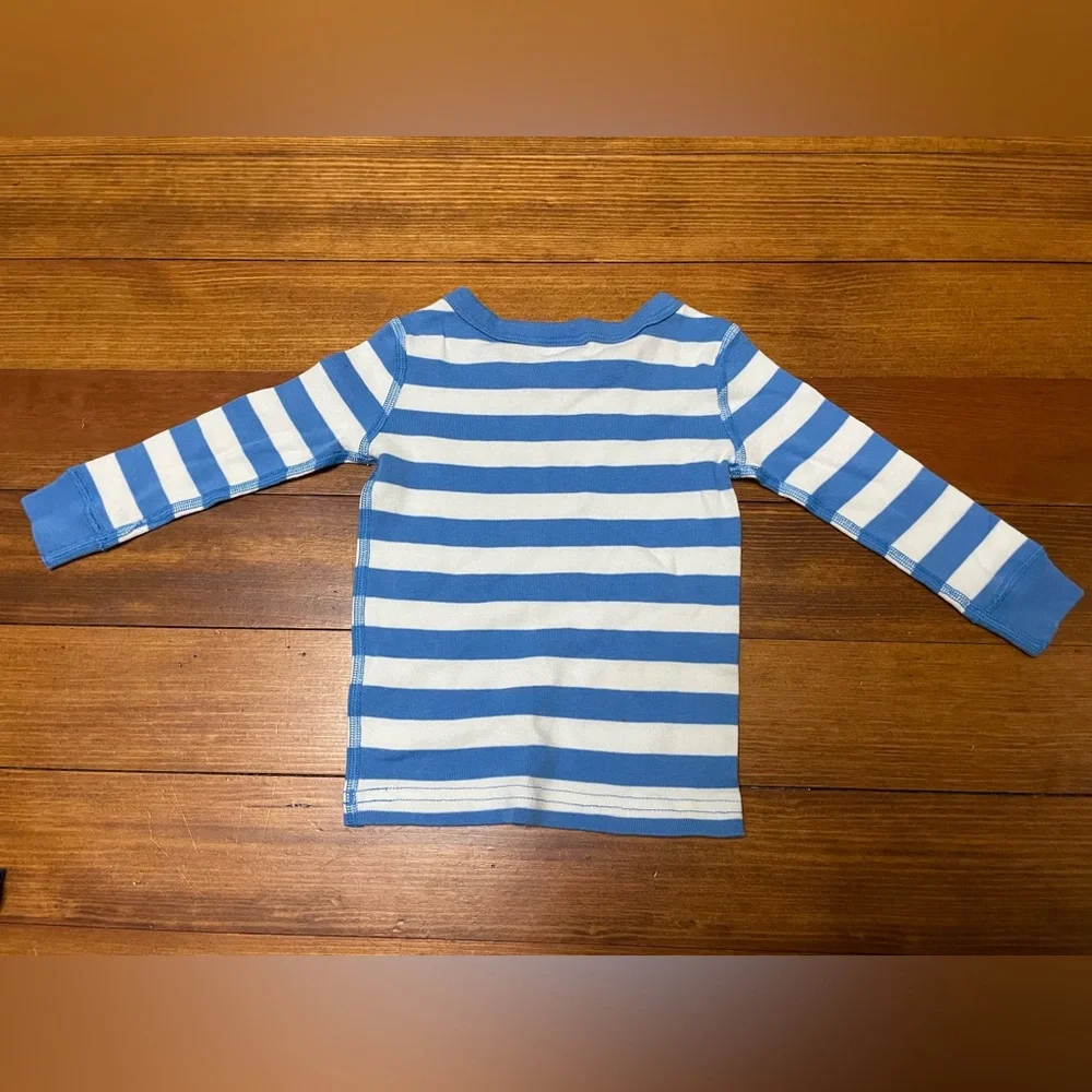 Hanna Andersson Blue Striped Tops & Blue Zip Hoodie Set Size 12-18 Months
